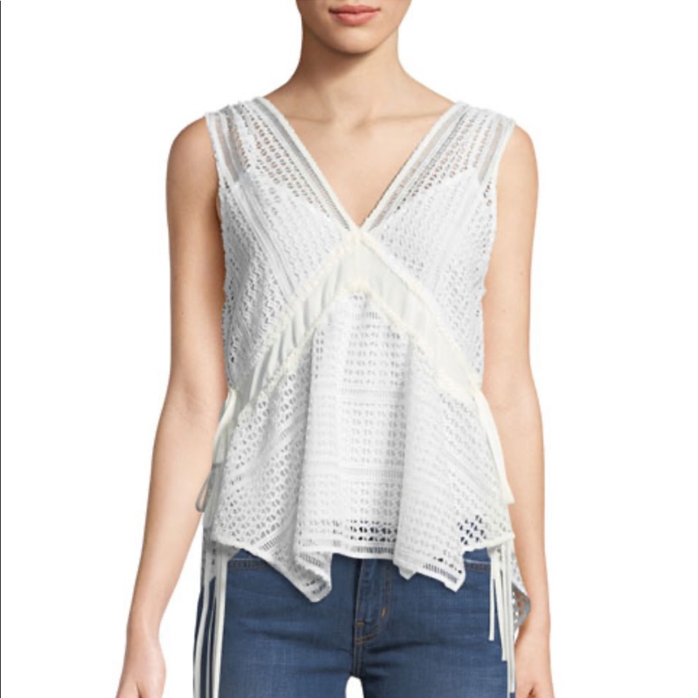 NWT! Derek Lam Sleeveless V-Neck Lace Top w/ Ties